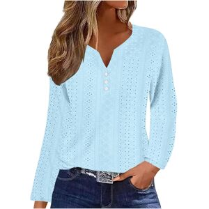 Unbranded (12, 002* Light Blue) Women Tops Causal Breathable V Neck Long Sleeve Blouses El Unbranded (12, 002* Light Blue) Women Tops Causal Breathable V Neck Long Sleeve Blouses El