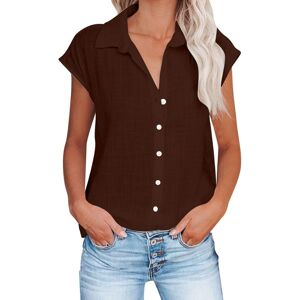 Unbranded (18, 005* Brown) Women Tops Summer Short Sleeve Shirts Ladies Blouses Casual Dre Unbranded (18, 005* Brown) Women Tops Summer Short Sleeve Shirts Ladies Blouses Casual Dre
