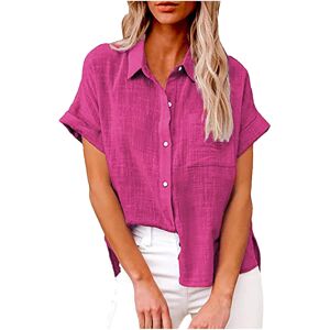 Unbranded (18, 004* Hot Pink) Cotton Linen Shirts for Women Trendy Button Down Shirts Roll Unbranded (18, 004* Hot Pink) Cotton Linen Shirts for Women Trendy Button Down Shirts Roll