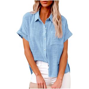 Unbranded (18, 002* Light Blue) Cotton Linen Shirts for Women Trendy Button Down Shirts Ro Unbranded (18, 002* Light Blue) Cotton Linen Shirts for Women Trendy Button Down Shirts Ro