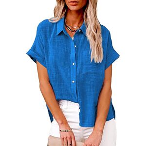 Unbranded (20, 004* Light Blue) Cotton Linen Shirts for Women Trendy Button Down Shirts Ro Unbranded (20, 004* Light Blue) Cotton Linen Shirts for Women Trendy Button Down Shirts Ro