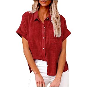 Unbranded (14, 004* Red) Cotton Linen Shirts for Women Trendy Button Down Shirts Rolled Cu Unbranded (14, 004* Red) Cotton Linen Shirts for Women Trendy Button Down Shirts Rolled Cu