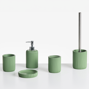 Beliani 5-Piece Bathroom Accessories Set CAMANA Green Beliani 5-Piece Bathroom Accessories Set CAMANA Green