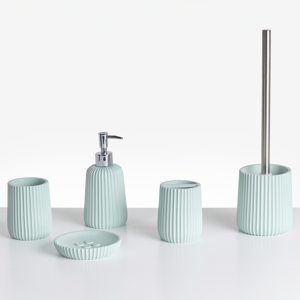 Beliani 5-Piece Bathroom Accessories Set POZUZO Mint Green Beliani 5-Piece Bathroom Accessories Set POZUZO Mint Green