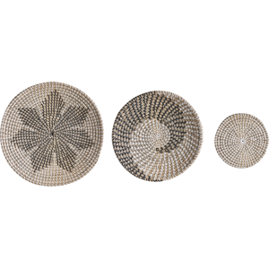 Beliani Wall Decor Set of 3 Seagrass Hanging Plates - Rustic African Style Beliani Wall Decor Set of 3 Seagrass Hanging Plates - Rustic African Style