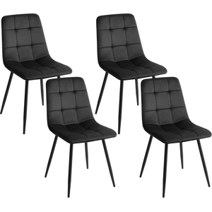 Beliani Set of 4 Dining Chairs POWELL Velvet Black Beliani Set of 4 Dining Chairs POWELL Velvet Black