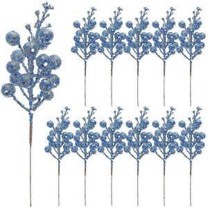Unbranded (19 x 5 x 5 cm - Blue) 12 Pack Christmas Glitter Berry Stems, Glitter Sticks, Ch Unbranded (19 x 5 x 5 cm - Blue) 12 Pack Christmas Glitter Berry Stems, Glitter Sticks, Ch