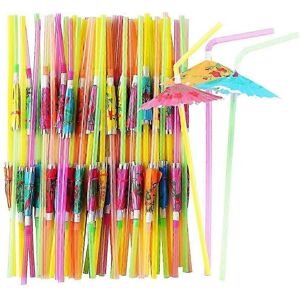 Unbranded Pack of 150 colorful, disposable, bendable umbrella straws, ideal for beach-them Unbranded Pack of 150 colorful, disposable, bendable umbrella straws, ideal for beach-them