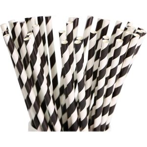 Unbranded Biodegradable Paper Straws, 200-Pack, Black and White Stripes, 7.75" Unbranded Biodegradable Paper Straws, 200-Pack, Black and White Stripes, 7.75"