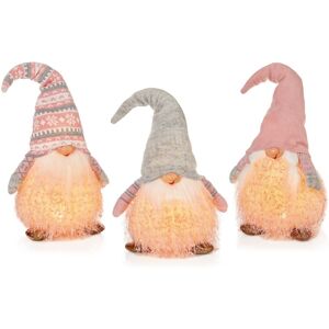Premier - Sitting Gnome With LED Pink Grey - 30cm Battery Operated Premier - Sitting Gnome With LED Pink Grey - 30cm Battery Operated