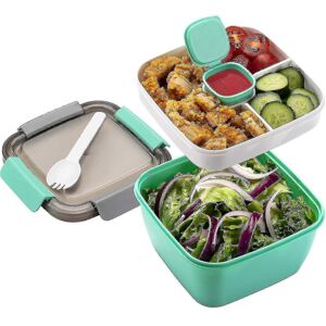 Unbranded Salad Container to Go, 1.5L 3 Compartment Salad Bowls, Container for Salad Dress Unbranded Salad Container to Go, 1.5L 3 Compartment Salad Bowls, Container for Salad Dress
