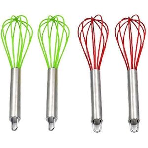 Unbranded Set of 4 colorful mini silicone kitchen whisks with stainless steel handles Unbranded Set of 4 colorful mini silicone kitchen whisks with stainless steel handles