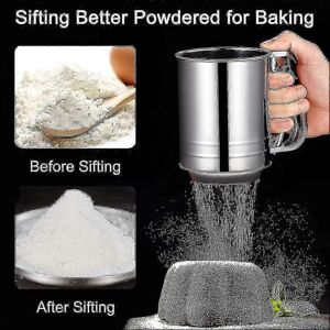 Unbranded Flour Sifter, for Baking, 3 Cup Stainless Steel Double Layer Sifter with Unbranded Flour Sifter, for Baking, 3 Cup Stainless Steel Double Layer Sifter with