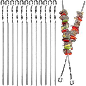 Unbranded (38.5cm - 12pcs) 20pcs/12pcs Kebab Skewers, Flat Metal BBQ Skewers, Reusable Sta Unbranded (38.5cm - 12pcs) 20pcs/12pcs Kebab Skewers, Flat Metal BBQ Skewers, Reusable Sta