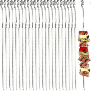 Unbranded (33.5cm - 20pcs) 20pcs/12pcs Kebab Skewers, Flat Metal BBQ Skewers, Reusable Sta Unbranded (33.5cm - 20pcs) 20pcs/12pcs Kebab Skewers, Flat Metal BBQ Skewers, Reusable Sta