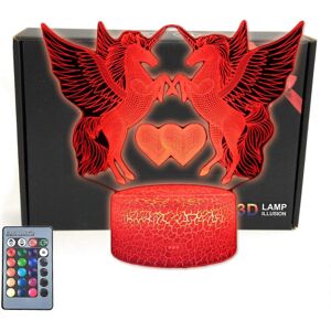 Kikidex (As show, One size) Unicorn 3D Illusion LED Table Lamp Night Light with Lighted Kikidex (As show, One size) Unicorn 3D Illusion LED Table Lamp Night Light with Lighted