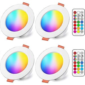 Unbranded 10W (80W equivalent) RGBW IP44 3000-6500K round recessed LED spotlight, dimmable Unbranded 10W (80W equivalent) RGBW IP44 3000-6500K round recessed LED spotlight, dimmable