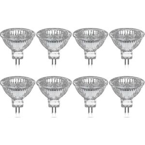 Unbranded Pack of 8 Gu5.3 MR16 20W 12V Halogen Bulbs Warm White with Glass Cover 400 Lumen Unbranded Pack of 8 Gu5.3 MR16 20W 12V Halogen Bulbs Warm White with Glass Cover 400 Lumen