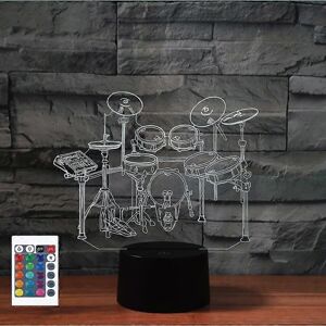 Kikidex (As show, One size) XYC 3D Drum Kit Remote Control 16 Color Night Lights Illusio Kikidex (As show, One size) XYC 3D Drum Kit Remote Control 16 Color Night Lights Illusio
