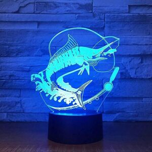 Kikidex (As show, One size) XYC 3D Fishing Styling Night Light Illusion Lamp 7 Color Cha Kikidex (As show, One size) XYC 3D Fishing Styling Night Light Illusion Lamp 7 Color Cha