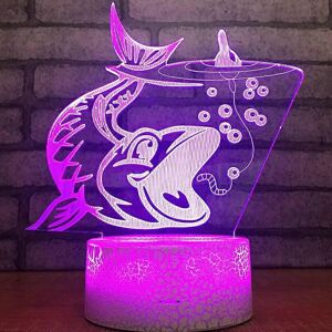 Kikidex (As show, One size) XYC 3D Fishing Fish Night Light Lamp Illusion 7 Color Changi Kikidex (As show, One size) XYC 3D Fishing Fish Night Light Lamp Illusion 7 Color Changi