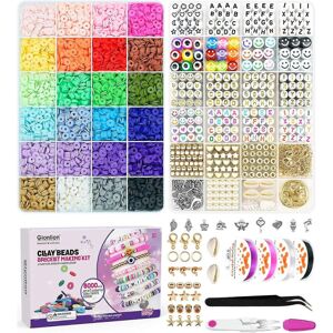 Kikidex (As show, One size) Clay Beads Bracelet Making Kit, Pack 2 Boxes Preppy Clay Bea Kikidex (As show, One size) Clay Beads Bracelet Making Kit, Pack 2 Boxes Preppy Clay Bea
