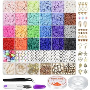 Kikidex (As show, One size) 6000 Clay Beads Bracelet Making Kit, 24 Colors Flat Preppy B Kikidex (As show, One size) 6000 Clay Beads Bracelet Making Kit, 24 Colors Flat Preppy B