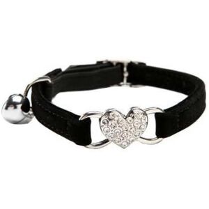 Kikidex (As show, One size) XYC Heart Bling Cat Collar with Safety Belt and Bell 8-11 In Kikidex (As show, One size) XYC Heart Bling Cat Collar with Safety Belt and Bell 8-11 In