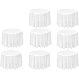 Unbranded Pack of 8 84" White Round Disposable Tablecloths, Waterproof PEVA Plastic Unbranded Pack of 8 84" White Round Disposable Tablecloths, Waterproof PEVA Plastic