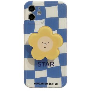 Kikidex (As show, One size) Blue Checkered Flower Stand Phone Case For Iphone13promax Kikidex (As show, One size) Blue Checkered Flower Stand Phone Case For Iphone13promax