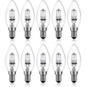 Unbranded Pack of 10 E14 42W Dimmable Halogen Candle Bulbs - 220-240V, Warm White 2700K Unbranded Pack of 10 E14 42W Dimmable Halogen Candle Bulbs - 220-240V, Warm White 2700K