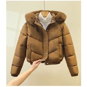 Gaatpot (咖啡, M) 2025 Winter Large Fur Collar Cotton Jacket Women's Slim Fit Small Thicke Gaatpot (咖啡, M) 2025 Winter Large Fur Collar Cotton Jacket Women's Slim Fit Small Thicke