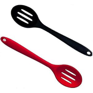Unbranded Set of 2 heat-resistant and non-scratch silicone slotted spoons for stirring, sc Unbranded Set of 2 heat-resistant and non-scratch silicone slotted spoons for stirring, sc