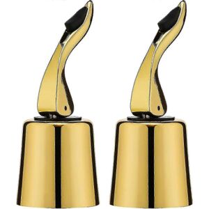Unbranded (Gold) 2 Pack Stainless Steel Wine Stoppers with Reusable Silicone Caps, Leak Pr Unbranded (Gold) 2 Pack Stainless Steel Wine Stoppers with Reusable Silicone Caps, Leak Pr
