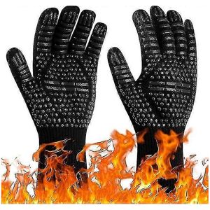 Unbranded (1 Pair - Black) 1 Pair Heat Resistant BBQ Gloves, Fire Oven Gloves, Hand Protec Unbranded (1 Pair - Black) 1 Pair Heat Resistant BBQ Gloves, Fire Oven Gloves, Hand Protec