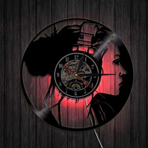 Kikidex (As show, One size) Music Vinyl Record Wall Clock -Music Girl LED Light Wall Clo Kikidex (As show, One size) Music Vinyl Record Wall Clock -Music Girl LED Light Wall Clo