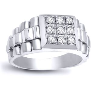 (T) Jewelco London Men's Solid 9ct White Gold 4 Claw Set Round H I1 0.5ct Diamon (T) Jewelco London Men's Solid 9ct White Gold 4 Claw Set Round H I1 0.5ct Diamon