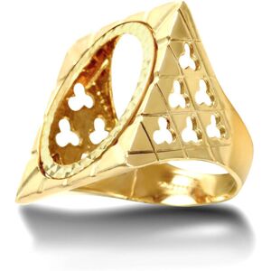 (Z) Jewelco London Men's Solid 9ct Yellow Gold Clubs Clovers Square Top Full Sov (Z) Jewelco London Men's Solid 9ct Yellow Gold Clubs Clovers Square Top Full Sov