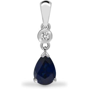 Jewelco London 9ct White Gold Rubover 0.04ct Diamond and Pear Blue 0.8ct Sapphir Jewelco London 9ct White Gold Rubover 0.04ct Diamond and Pear Blue 0.8ct Sapphir