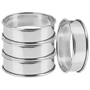 Unbranded Set of 4 non-stick stainless steel crumpet rings for baking Unbranded Set of 4 non-stick stainless steel crumpet rings for baking