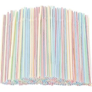 Unbranded Pack of 500 plastic straws, 20 cm long, with multi-coloured stripes Unbranded Pack of 500 plastic straws, 20 cm long, with multi-coloured stripes