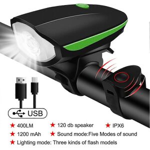Kikidex (As show, One size) Bicycle Front Light with Bike Horn USB Rechargeable Bike Fro Kikidex (As show, One size) Bicycle Front Light with Bike Horn USB Rechargeable Bike Fro