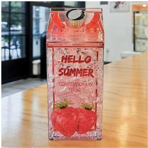 Kikidex (As show, One size) Summer Milk Box Shape Double Straw Outdoor Ice Cup Red 430ml Kikidex (As show, One size) Summer Milk Box Shape Double Straw Outdoor Ice Cup Red 430ml