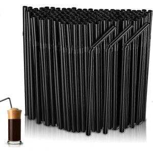 Unbranded 200 Pcs Black Reusable Plastic Straws 22cm (6mm) for Bar Drinks Party Home Unbranded 200 Pcs Black Reusable Plastic Straws 22cm (6mm) for Bar Drinks Party Home