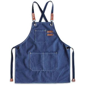Kikidex (As show, One size) Thickened canvas denim apron printing logo barber baking cof Kikidex (As show, One size) Thickened canvas denim apron printing logo barber baking cof