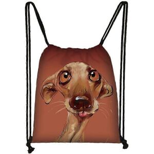 Kikidex (As show, One size) Running Printed Cartoon Dog Happy Smiling Terrier Drawstring Kikidex (As show, One size) Running Printed Cartoon Dog Happy Smiling Terrier Drawstring
