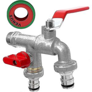 Unbranded Brass Garden Double Tap, Premium Quality 3/4" BSP Brass Rust & Frost Proof Doubl Unbranded Brass Garden Double Tap, Premium Quality 3/4" BSP Brass Rust & Frost Proof Doubl