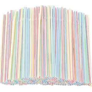 Unbranded Pack of 500 plastic straws, 20 cm long, with multi-coloured stripes Unbranded Pack of 500 plastic straws, 20 cm long, with multi-coloured stripes