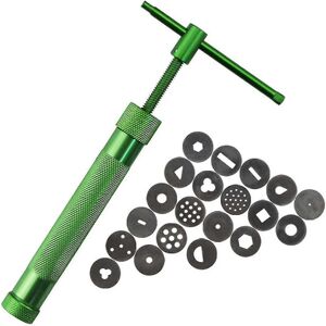 Unbranded Stainless Steel Rotating Clay Gun with 20 Interchangeable Discs (Green) Unbranded Stainless Steel Rotating Clay Gun with 20 Interchangeable Discs (Green)