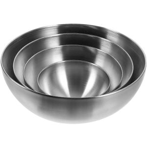 Unbranded Set of 4 stainless steel salad bowls, deep and large soup bowls Unbranded Set of 4 stainless steel salad bowls, deep and large soup bowls